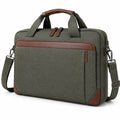 Laptoptasche 41 cm Textilgewebe Olivgrün Braun für Büro mit Schultergurt