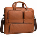 Laptoptasche 40 cm Kunstleder Cognacbraun mit Schultergurt und Mehrfachfächern