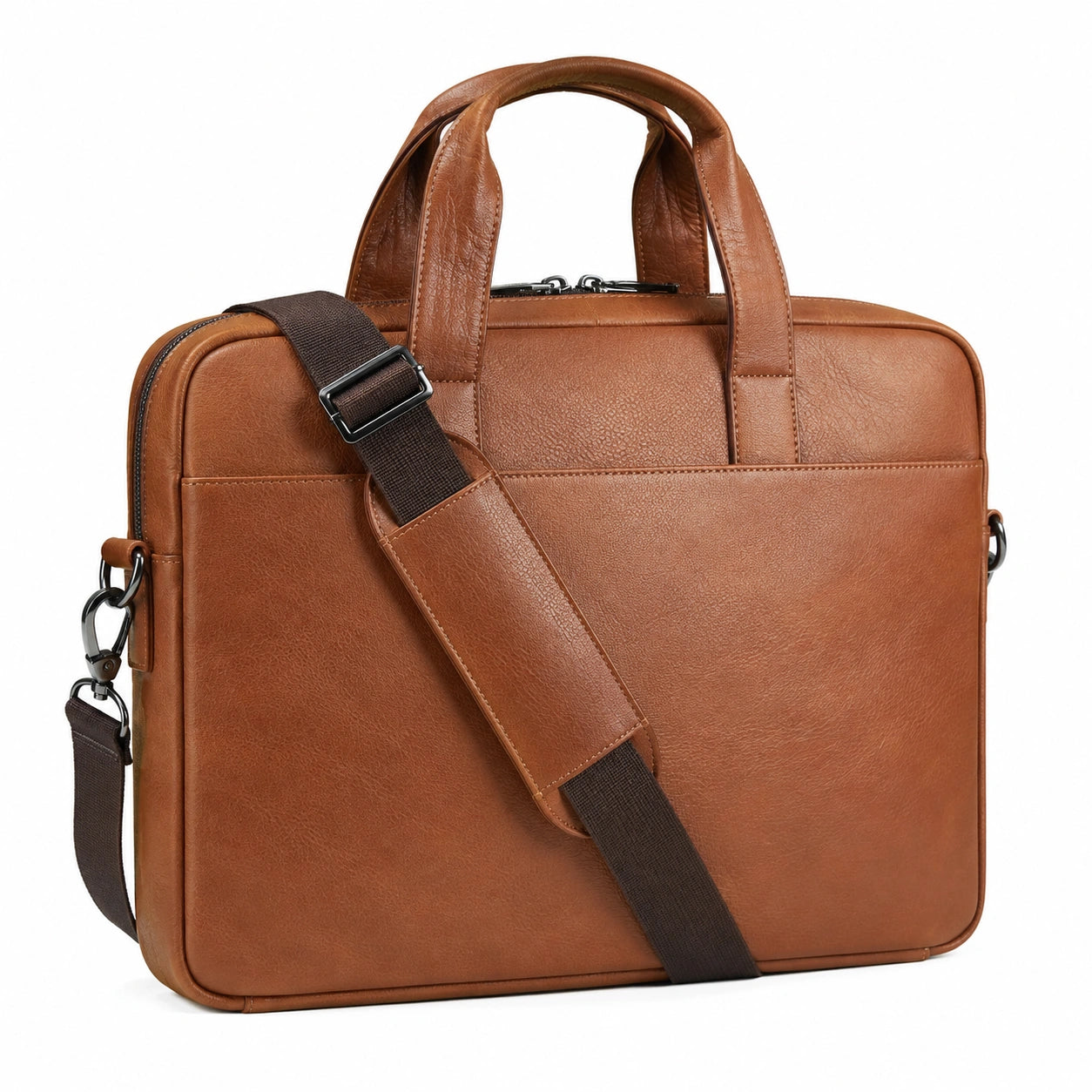 Laptoptasche 40 cm Kunstleder Braun mit Schultergurt und Tragegriffen