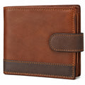 Herren Geldbörse 12 x 9.5 x 2 cm in Kunstleder Braun Dunkelbraun mit Druckknopfverschluss