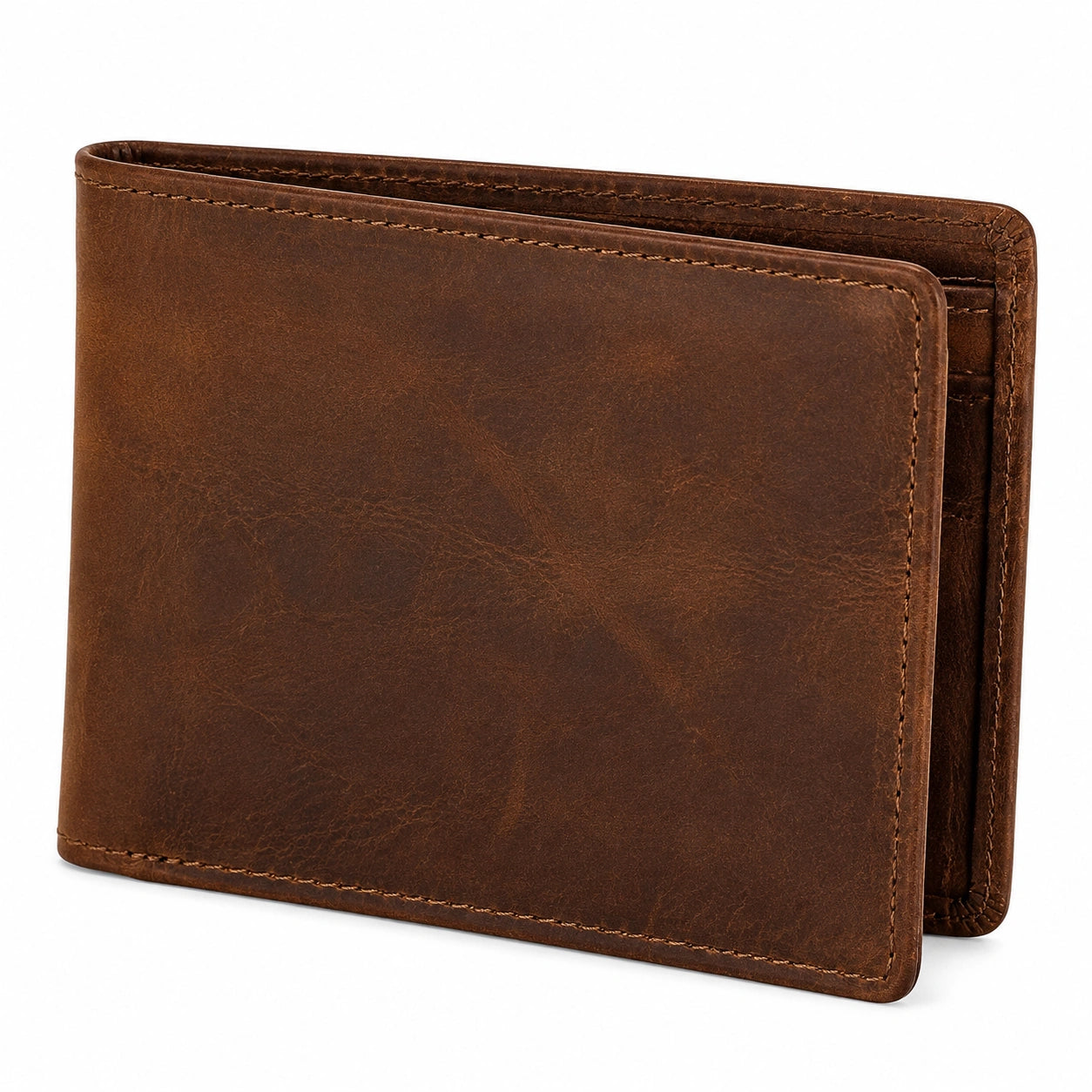 Geldbörse 12 x 9.5 x 2 cm Leder Braun Klassisch mit Kartenfächern