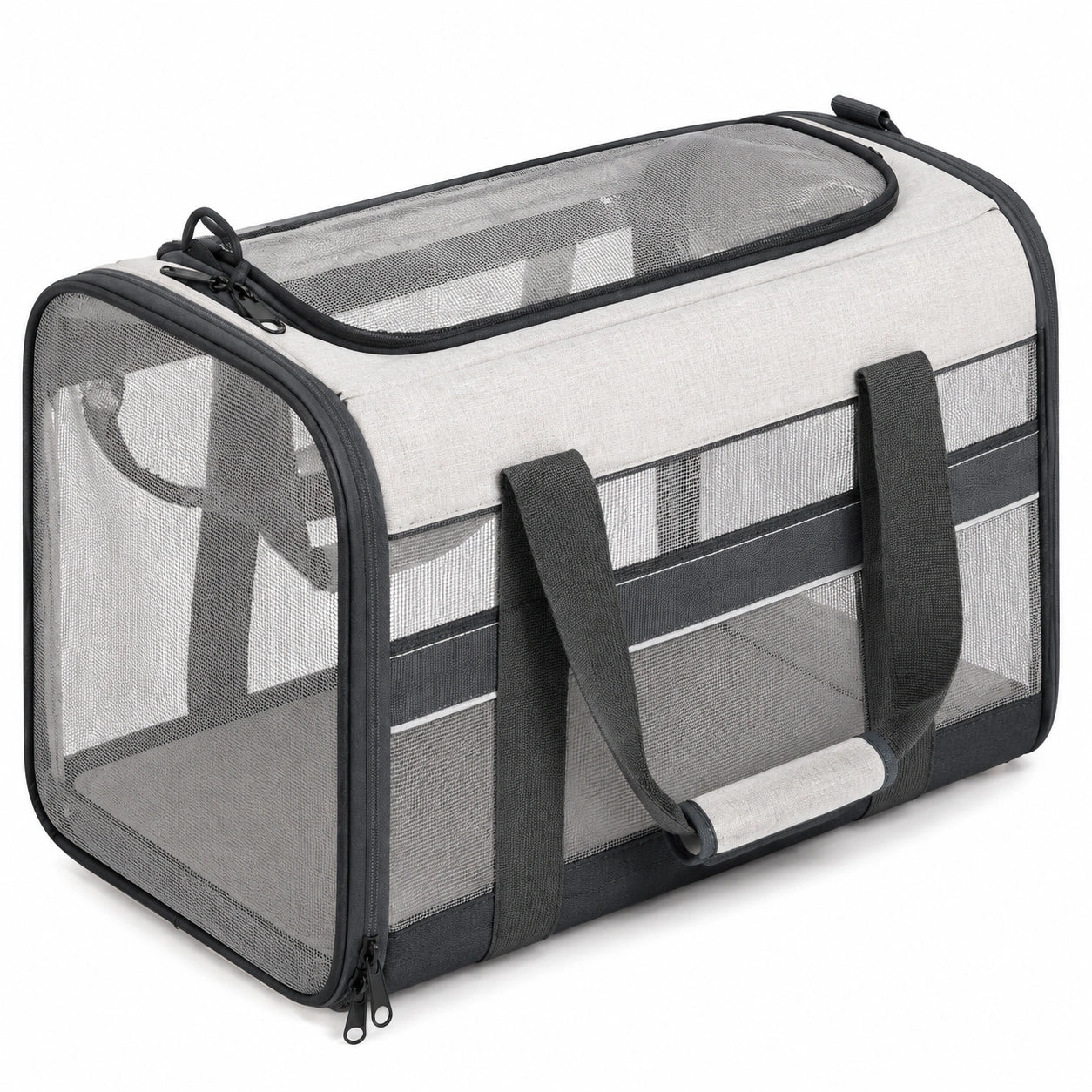 Haustier Transporttasche 46 x 28 x 28 cm Polyester Grau Schwarz mit Netzfenstern