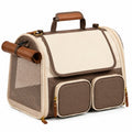 Haustier-Transporttasche 45 x 28 x 30 cm Textil Beige Braun mit Netzfenster und Reißverschluss