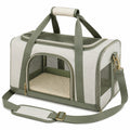 Transporttasche für Haustiere 45 x 28 x 30 cm aus Polyester in Beige Grün mit Netzfenstern