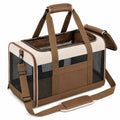 Haustier Transporttasche 50 x 30 x 32 cm Braun Beige Textil mit Netzfenstern