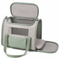 Haustiertransporttasche 42 x 28 x 30 cm Textil Grau Grün mit Netzfenstern und Schultergurt