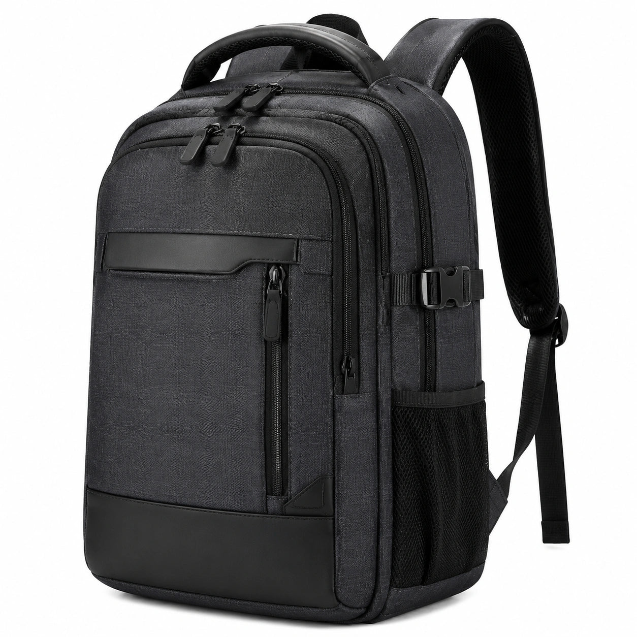 Rucksack 45 x 30 x 18 cm aus Polyester Schwarz mit Mehrfachfächern für Arbeit und Alltag
