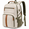Laptoprucksack 45 cm aus Textilgewebe in Beige Grün für Reise und Alltag mit USB Anschluss