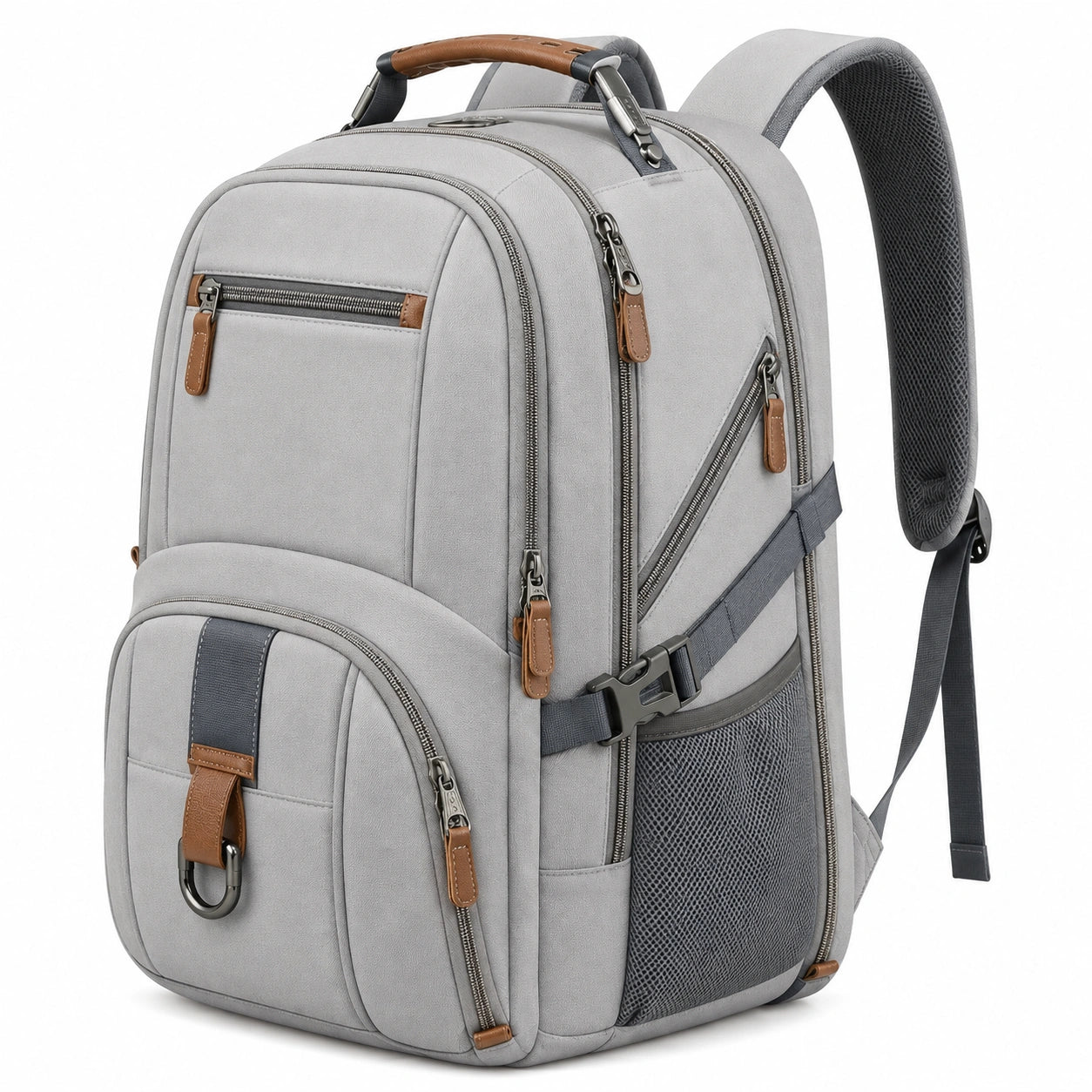 Rucksack 32 x 20 x 48 cm Grau aus Textil mit mehreren Fächern für Alltag und Reisen