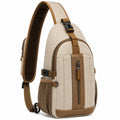 Umhängetasche 20 x 10 x 35 cm aus Textil in Beige Braun mit mehreren Fächern