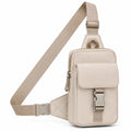 Umhängetasche 17 x 7 x 30 cm Kunstleder Beige für Alltag mit verstellbarem Schultergurt