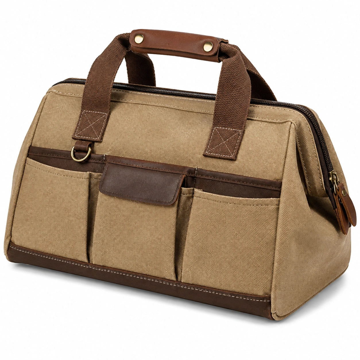 Reisetasche 45 x 23 x 30 cm Canvas Braun-Beige mit Reißverschluss im Vintage-Stil