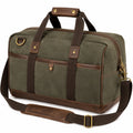 Reisetasche 50 cm aus Textil in Olivgrün Braun mit Schultergurt im Vintage-Stil