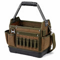 Werkzeugtasche 40 x 25 x 30 cm aus Textilgewebe Braun Grün mit Tragegriff und Schultergurt